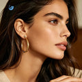 SUMMLY Thick Open C Hoop Earrings Single Zircon Stud Large Curved Open Circle Dangle Earrings for Women Minimalist Daily Party