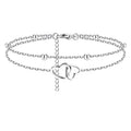 Easywin European and American Fashion Stainless Steel Ankle Chain New Layered Cross Double Heart Rice Bead Chain Double-layer MegaBDM