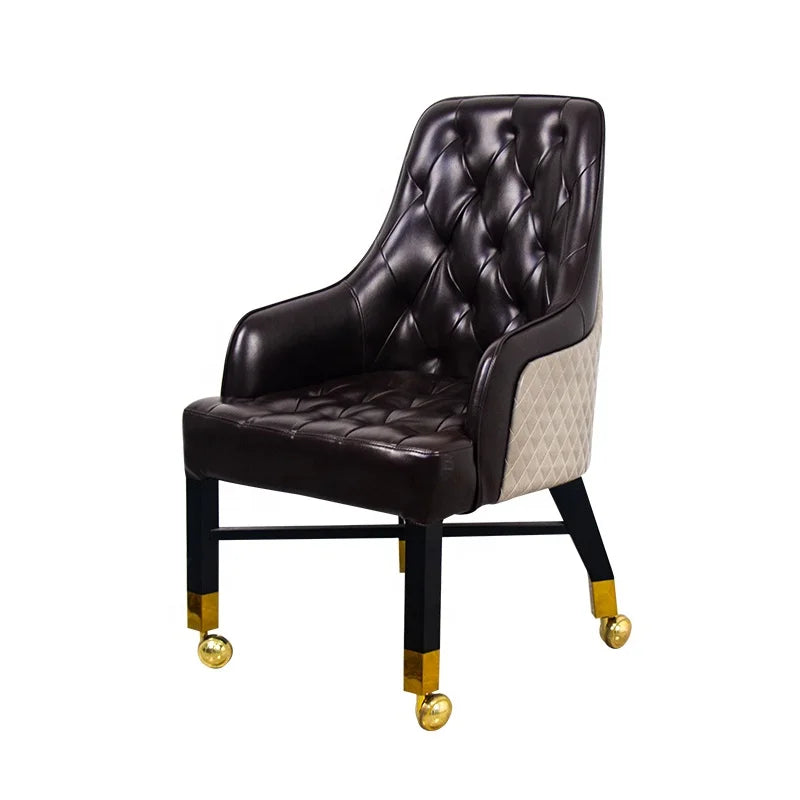 YH VIP Baccarat Comfortable Armchair Padded Seat Embroidery Logo Casino Poker Gaming Chair With Rolls