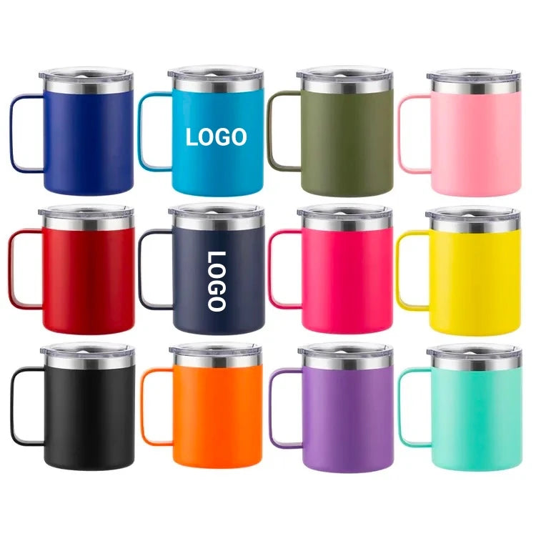 M9 Eco Friendly Products Custom logo Leak Proof Cup Tumbler12oz Metal 304 Stainless Steel Thermo Travel Coffee Mug with Handle