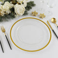 13 Inch 33cm Modern Round Clear Gold Rim Plastic Under Charger Plate Party Plates Decoration for Wedding Event Party