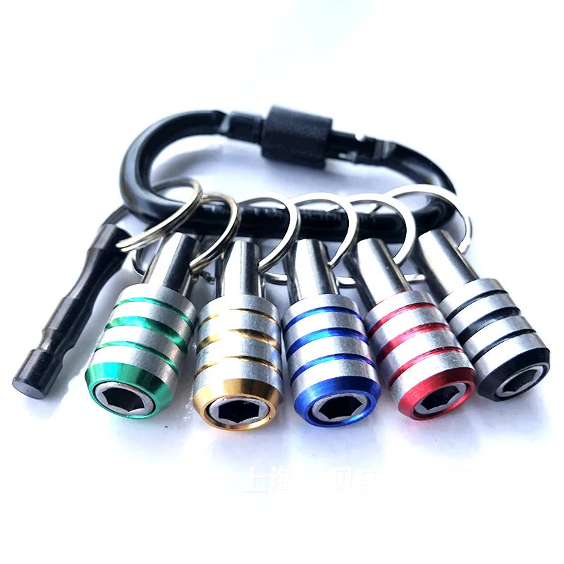 Yumbei Aluminum Alloy Steel Drill Bit Holder Keychain Hex Shank Quick Release Drill Bit Holder Keychain for Impact Driver