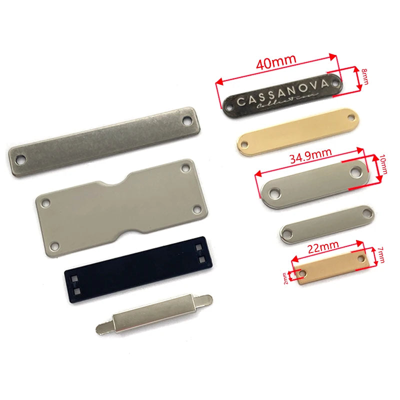 Garment Accessories Custom Square Letter Brand Metal Logo Name Tag Clothing Sewing Labels for Garment /Laser