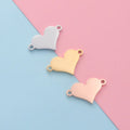 High Quality Custom Logo Double Holes Love Heart Shaped Stainless Steel Pendant Charms for Necklace