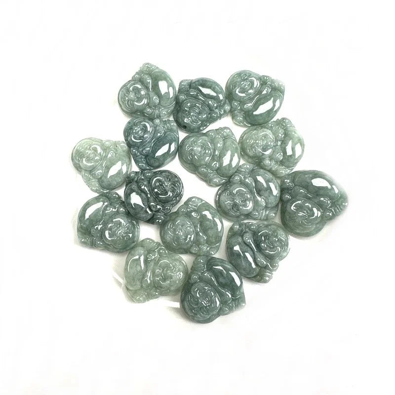 Hot Sale Natural Jadeite Carved Beads 21*19mm Green Jade Buddha Pendant for Diy Jewelry