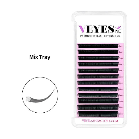 Veyes Overnight Shipping Easy Fans Lashes Silk Matte Black Mink Individual Lash Trays Eyelash Extensions Lash Trays Customized