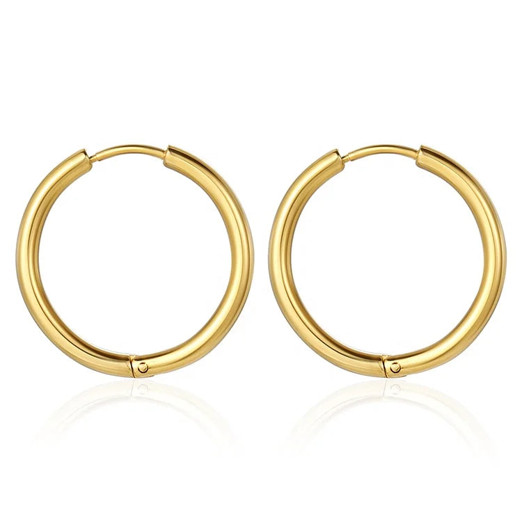 2021 New Trendy 14K 18k Gold Stainless Steel Women Hoop Earrings