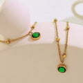 Factory Wholesale Titanium Steel Zircon Retro Light Luxury Simple Drop Shaped Emerald Zircon Anklet Female