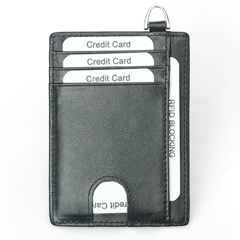 2026 Factory Direct Sale Genuine Leather Anti Rfid Wallet Credit Atm Card Covers Holder with D Shape Buckle Popular Style