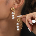 Zooying Fashion Style Metallic Winding Simple Multi-Layer Pearl Earrings Irregular Design Sense Earrings Women Jewelry