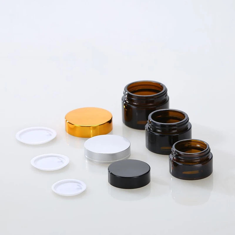 10g 20g 30g 50g Empty Amber Brown Glass Jars Refillable Travel Cosmetic Containers for Face Cream Lotion Skin Care Creams