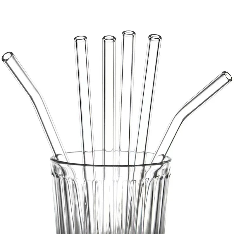 0.8 20cm Reusable Clear High Borosilicate Heat-Resistant Cocktail Straw Environmentally Friendly Glass Straws Logo Drinking