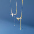 Fine Shell Star Jewelry 925 Sterling Silver Shiny North Star Pendant Fashion CZ Diamond Necklace for Women