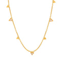 INS Women's Stainless Steel 18K Gold PVD Plated Zircon Triangle Necklace with Titanium Steel Tassel Chain Jewelry