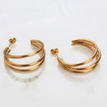 Anti-Allergic Women Exaggerated Stud Earrings Fashionable Curved Semicircle Earrings Gold Twisted Big Circle Earring