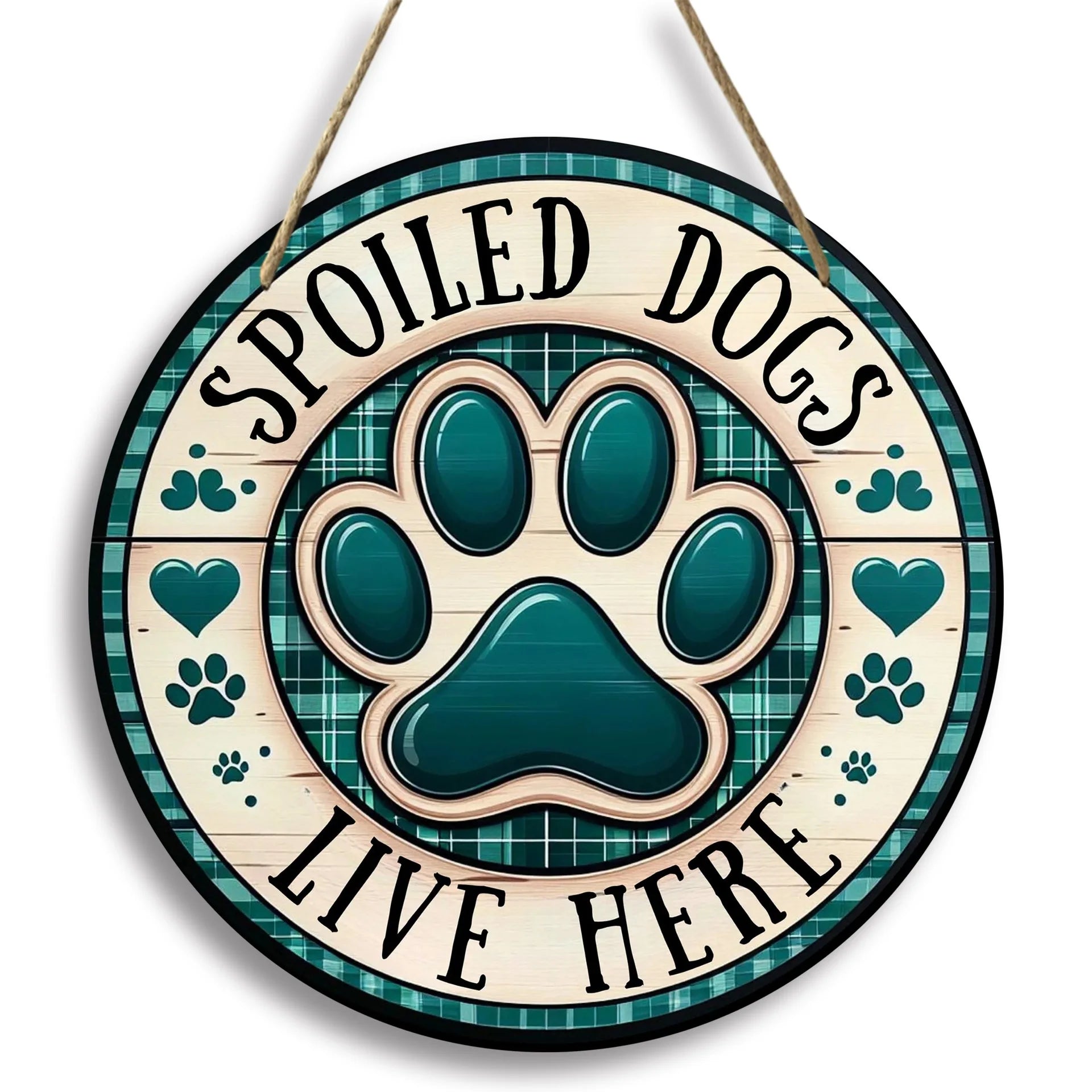 2024 New Cross-border Hot Style Home Decoration Pet Wooden Door Sign Round logo Creative Decorative Sign Home