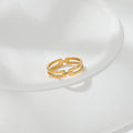 High End 18K Plated Double-layer Hollow Rings Stainless Steel Jewelry Trendy Finger Ring