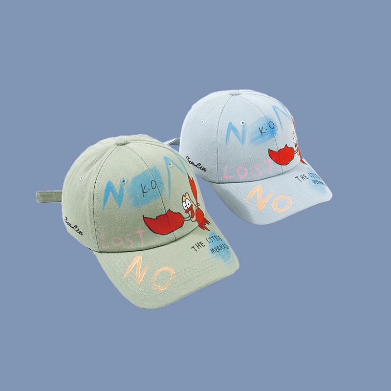 Adjustable Cotton Blue Sport Cap Hat Letter Graffiti Print Pattern Sun Hip Hop Men Woman Fashion Cool Embroidery Baseball Cap