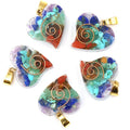 Heart Shaped Orgonite Chakela Crystal Stone Pendant Crystal Healing Energy Gemstone Pendant Necklace for Women Fashion Jewelry