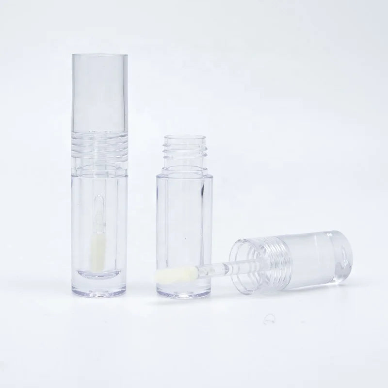 Ready to Ship Clear Round 2ML Lipgloss Tubes Clear Custom Logo Plastic PETG Makeup Lipgloss Bottle Empty Cosmetic Packaging