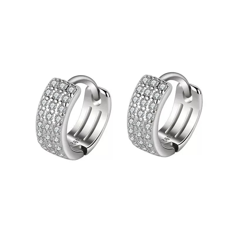 925 Sterling Silver Round Hoop Earrings for Women Shiny CZ Gold Silver Pearl Jewelry Trendy Cute Wedding Party Gifts Gold Plated