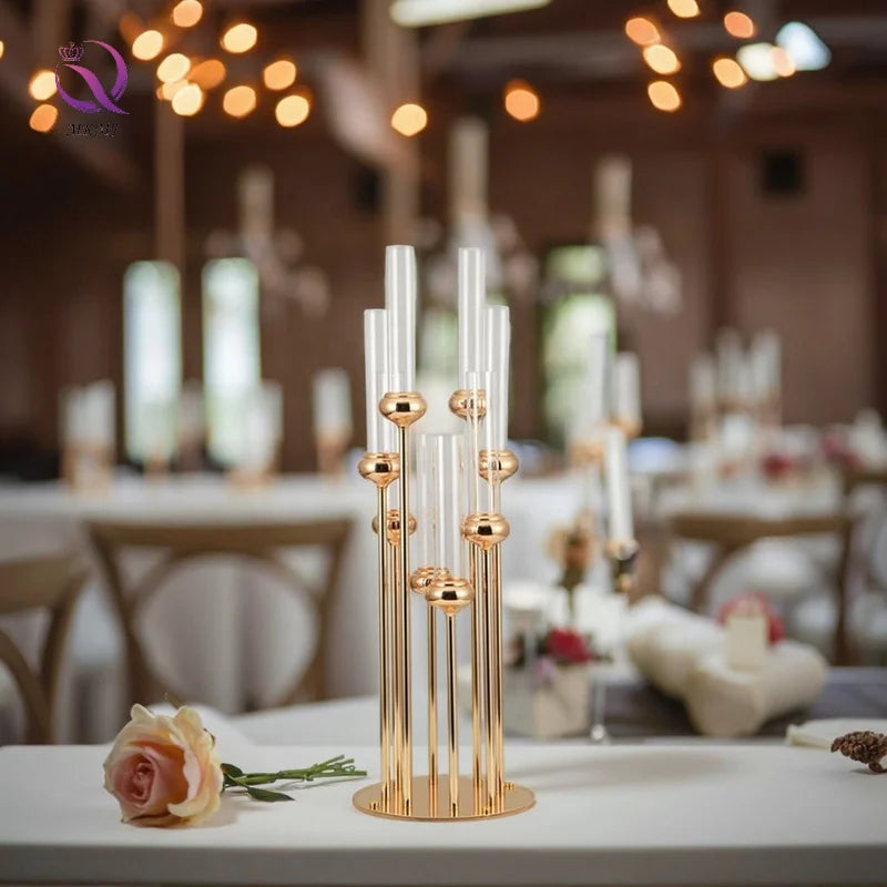 Gold Candelabra Metal Candlesticks 8 Heads Candle Holders 10 Arms for Weddings Party Table Centerpieces