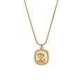 Stainless Steel 18K Gold Plated Classic Rose Flower White Shell Women Necklace Snake Chain Fashion Jewelry
