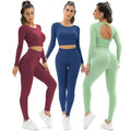 Aoyema Gym Wear Sports Top High Waist Pants Yoga Workout Set Seamless Leggings Yoga Activewear Set for Women Sport Clothes