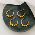 Simple Beaded C Hoop Earrings Non Tarnish Stainless Steel PVD 18K Gold Plated Women Statement Earrings