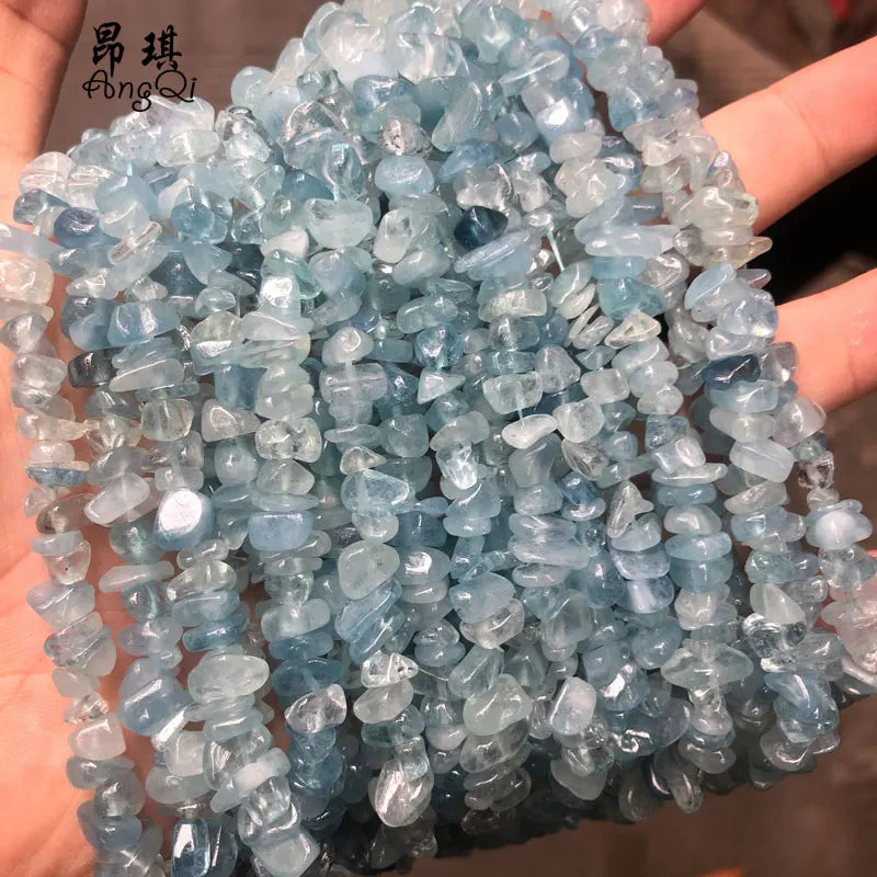 Irregular Natural Aquamarine Stones Beads Loose Aquamarine Gemstone Chip Beads for Jewelry Making Bracelet