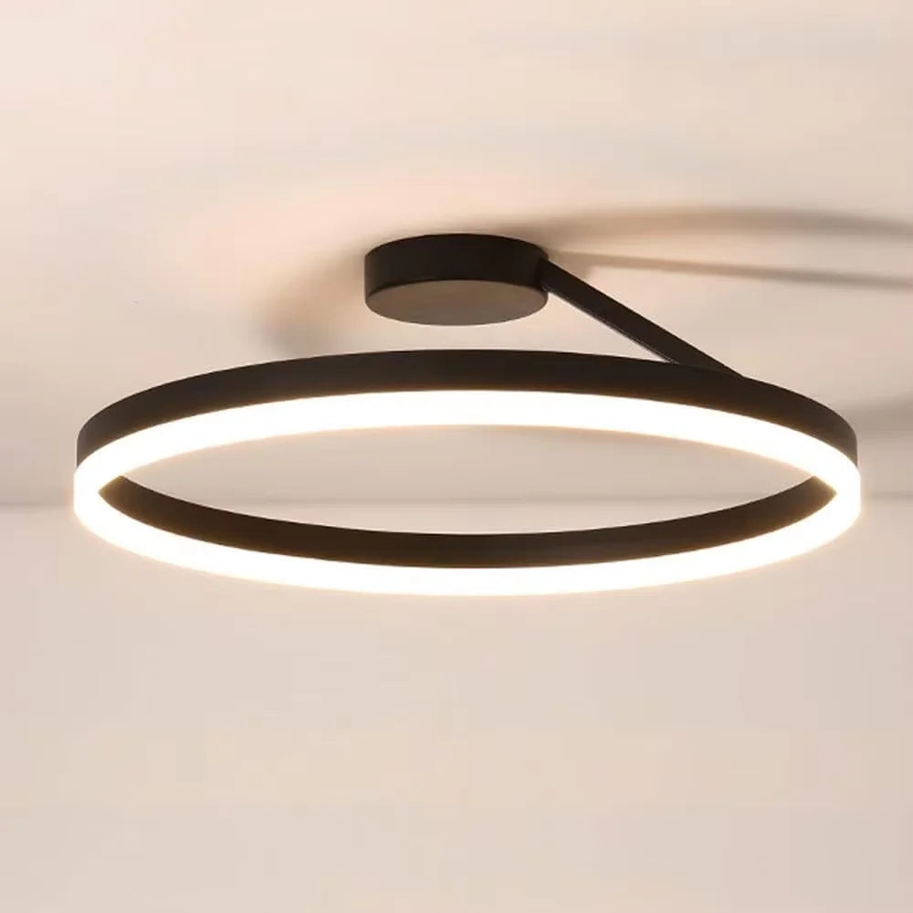 Modern Luxury Gold LED Chandelier 50cm Aluminum Black Circle Bedroom Ceiling Light Dimmable Round Modern Middle Lamp