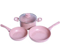 Nordic Style Simple Pink Cookware Three Piece Fashion Pots Household Kitchen Multi Function Pot Set
