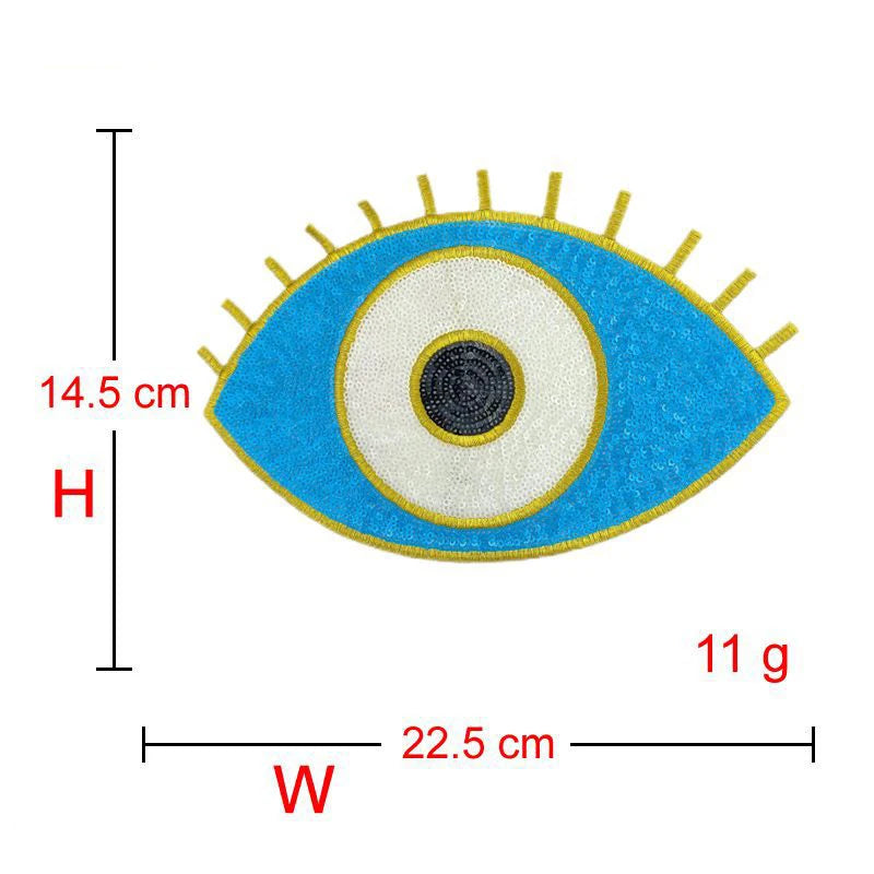 Iron on Big Evil Eye Patch Embroidery Sequin Evil Eye Patch for Garment