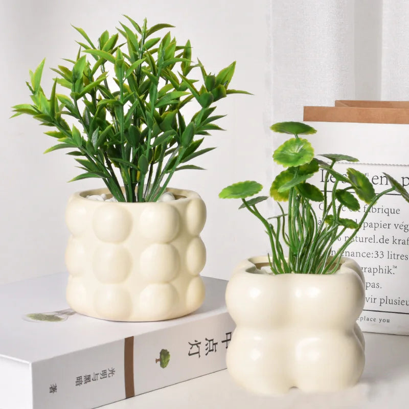 Simple Style Indoor Home Cute Ceramic Succulent Plant Planter Bonsai Pot Nursery Ceramic Flower Pots
