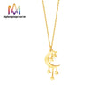 Custom Waterproof Non Tarnish Stainless Steel Pvd Gold Plated Crescent Moon and Star Necklace