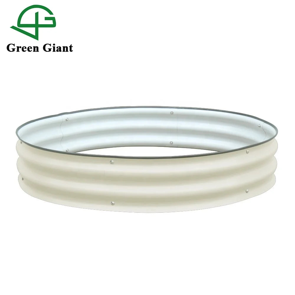 Wholesale 8"Tall 42"Diameter Round Modular Corrugated Metal Raised Garden Bed Kit Outdoor Planter Box 107*20cm Garden Bed Raised