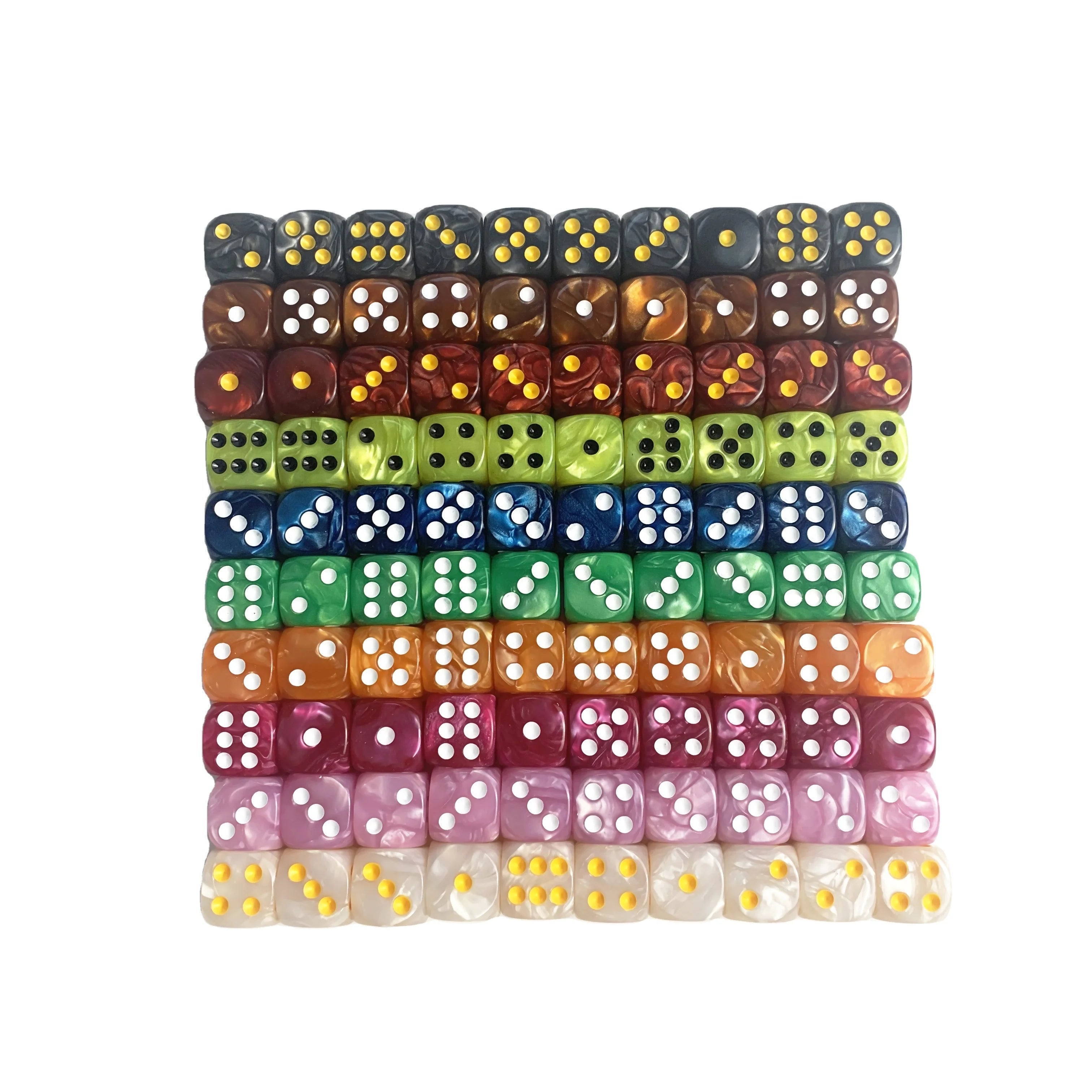16mm Jade Pearl Colors square and Round Corner Regular Pixel Points Dots Pip Dice Acrylic Dice Plastic Game Cube