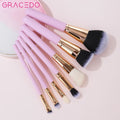 GRACEDO GR001 RTS 7-Piece Professional Makeup Brush Set with Synthetic Hair & Wood Handle Low MOQ Pink for Face & Concealer Use