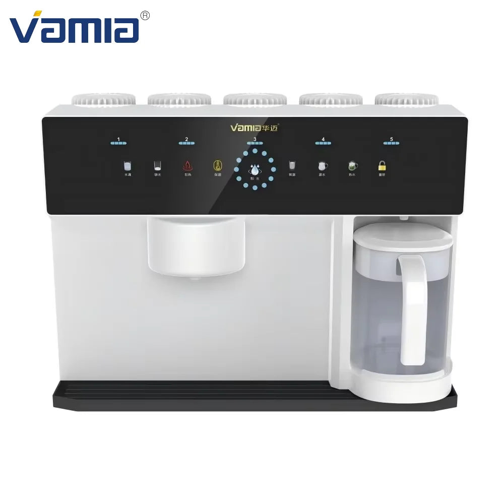 Guangzhou Vamia Countertop Home Use 4.2L Water Tank Mineral Pot RO Water Purifier 5-Stage Filtration Hot Water Self-Cleaning