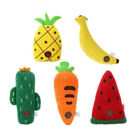 Wholesale Lovely Durable Interactive Squeaky Chew Fruits Plush Dog Toys