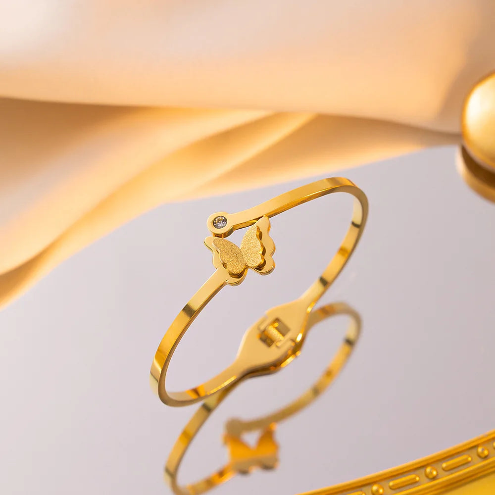 Wholesale Stainless Steel Jewelry Set Gold Plated butterfly Jewelry Set
