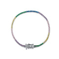 Best Sell 18k White Gold Plated Fashion Jewelry 925 Sterling Silver Color Zircon Adjustable Tennis Chain Bracelets