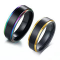 Advanced Popular Stainless Steel Ring Design Black Color Black Gold Two-color Brushed Fashion Couple Ring Jewelry Accessories