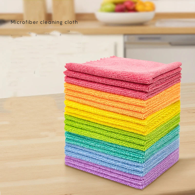 Large Stock 10 Color Microfiber Cleaning Towels Household Warp Knitted Towels 80% Polyester 20% Polyamide Made in China