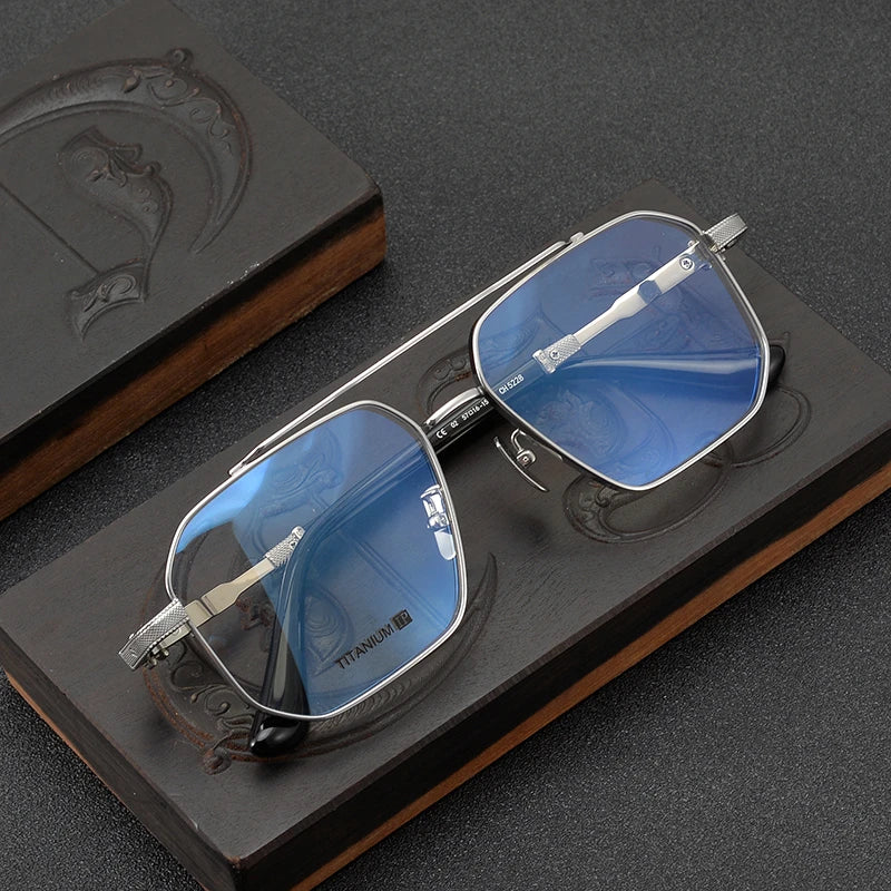 High Quality Handmade Unisex Other Computer Double Beam Optical Frame Big Face Slimming Frame