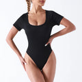 Women Short Sleeve Shapewear Bodysuits Seamless Sexy Ribbed Tops Bodysuits