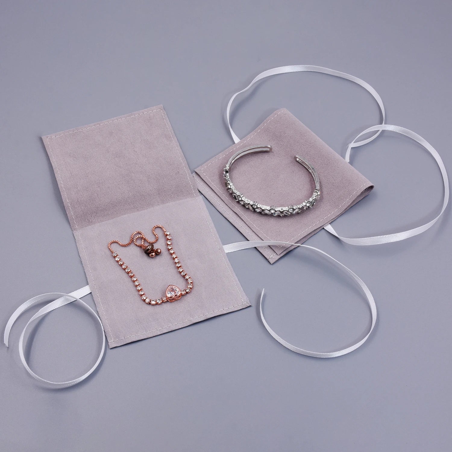 Wholesale Hot Sale OEM Flap Envelope8.5*8.5cm Gift Jewelry Packaging High Quality Polyester Ribbon Wedding Fashion Jewelry Pouch