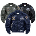 2025 New Casual Men's Appliques Zipper Autumn Bomber Windbreaker Jacket with NASA Patches Waterproof Windproof & Breathable