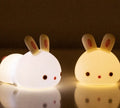 Girl's Gift LED Rabbit Night Light USB Rechargeable Cute Bunny Lamp Touch 7 Colors Animal Silicone Bunny Night Light for Kids