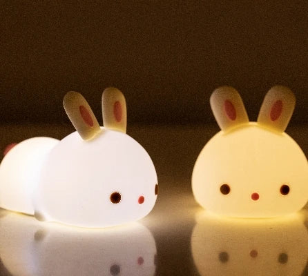 Girl's Gift LED Rabbit Night Light USB Rechargeable Cute Bunny Lamp Touch 7 Colors Animal Silicone Bunny Night Light for Kids